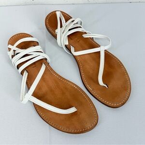 Cornetti size 41 Elia White Leather Tie Ankle Wrap Calf Thong Sandals